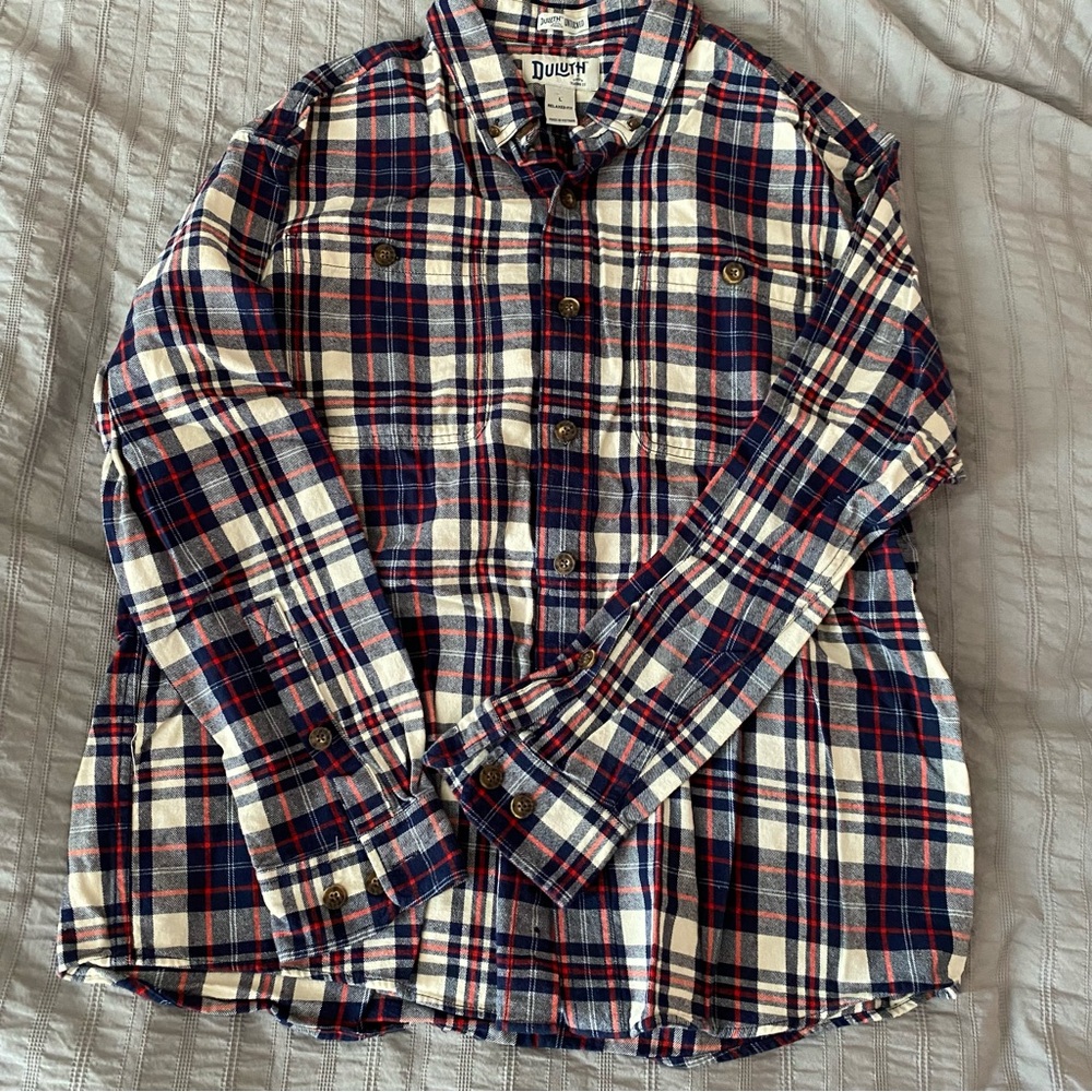 Duluth Trading Company Untucked relaxed fit plaid flannel shirt